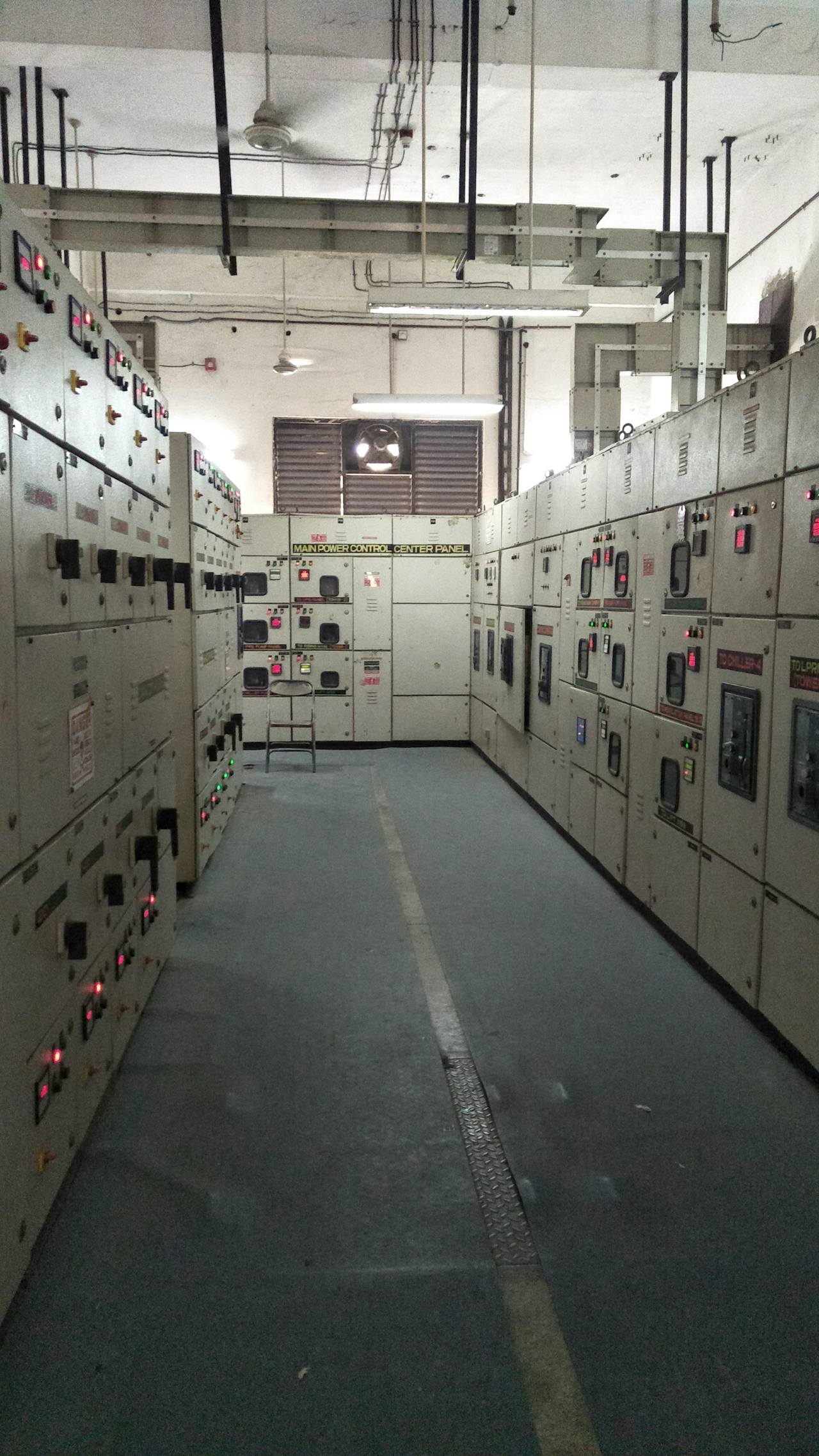 Low-voltage switchgear in an electrical distribution room